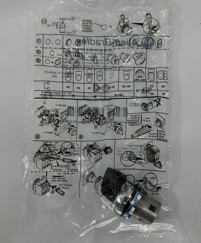 Allen-Bradley 800FM-SB32 Spring Return Selector Switch 800FMSB32 Series A SEALED