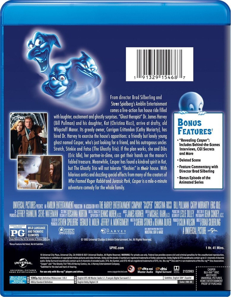 Casper Blu-ray Christina Ricci NEW