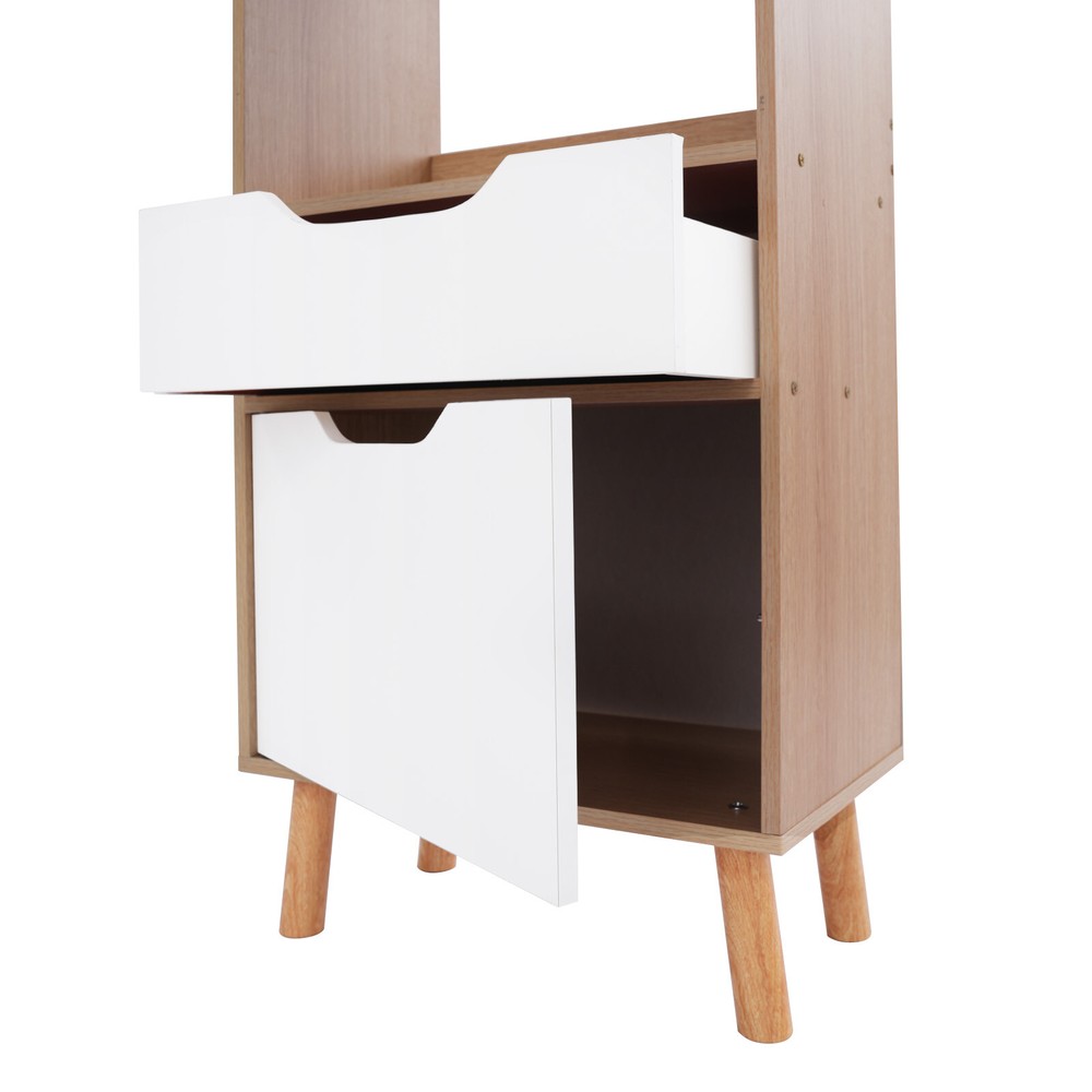 Bookshelf with Drawers, Bookcase Storage Organizer, Floor Standing Storage Rack
