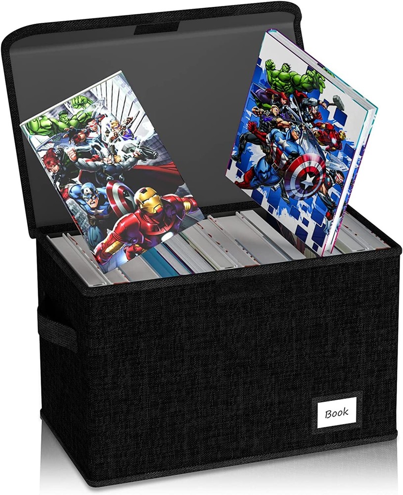 Book Storage Box Organizer Large Collapsible Leather Comic Container Board NEW