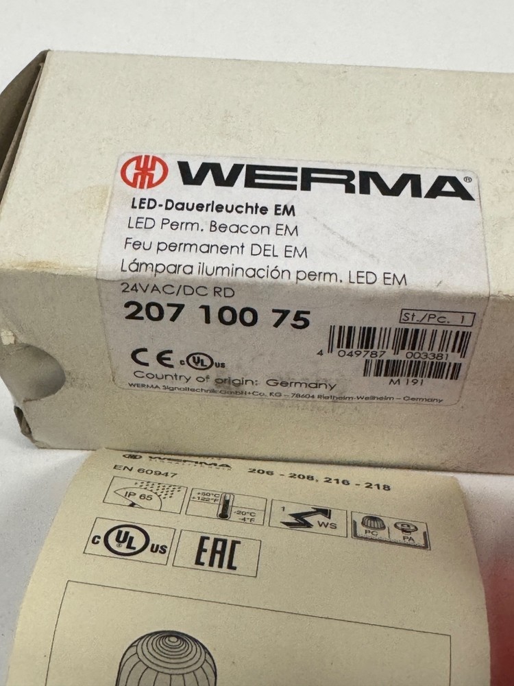 New Werma DE-78604 Stack Light Base Red Flashing Beacon