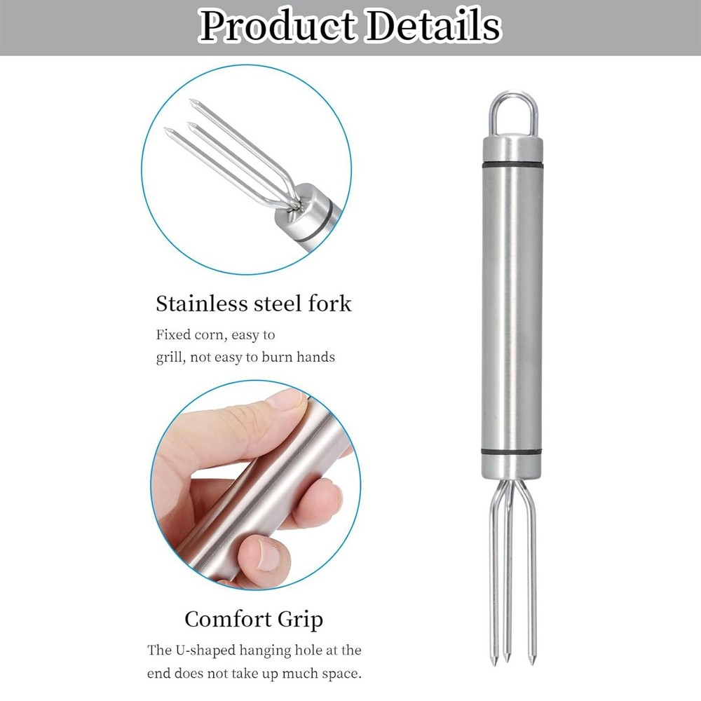3 Fork Potato Fork Stainless Steel Potato Assistant Fork Corn On The Cob Holders