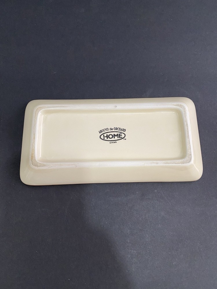 Around the Orchard Stoneware Covered Butter Dish With Apple Pattern