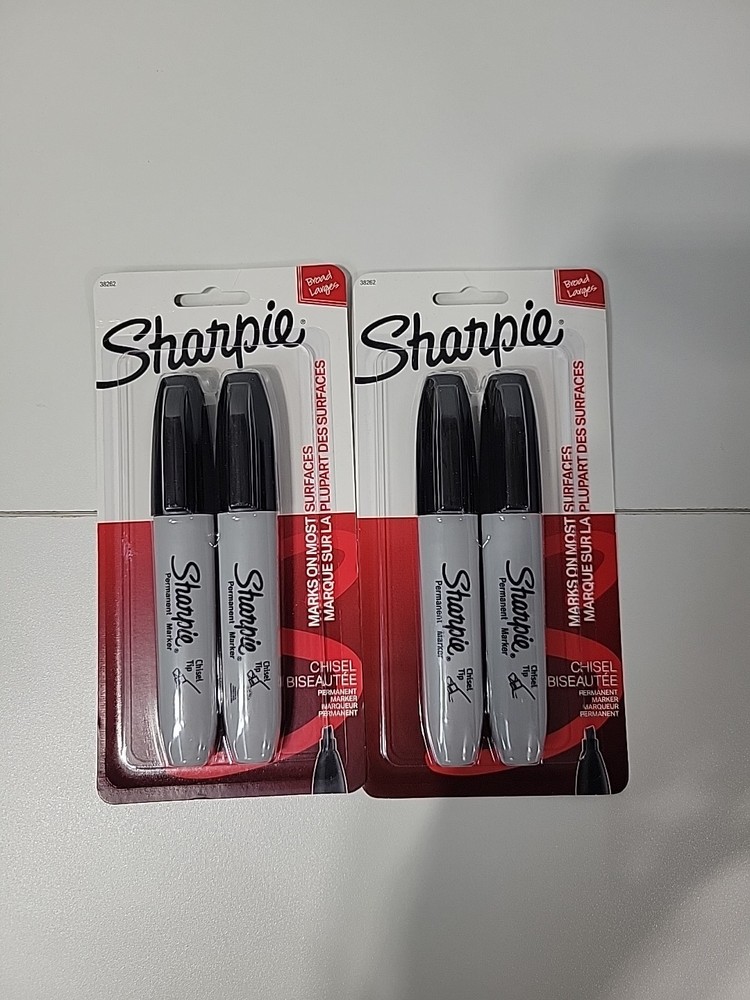Sharpie Broad Tank Chisel Tip Black Permanent Marker. 2 Packs Bundle