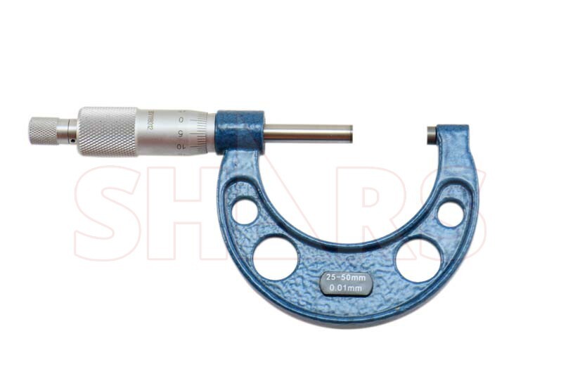 SHARS 25-50mm Solid Metal Frame Outside Micrometer NEW !}