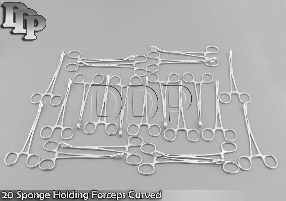 20 Sponge Holding Forceps Curved 7" Surgical Instruments