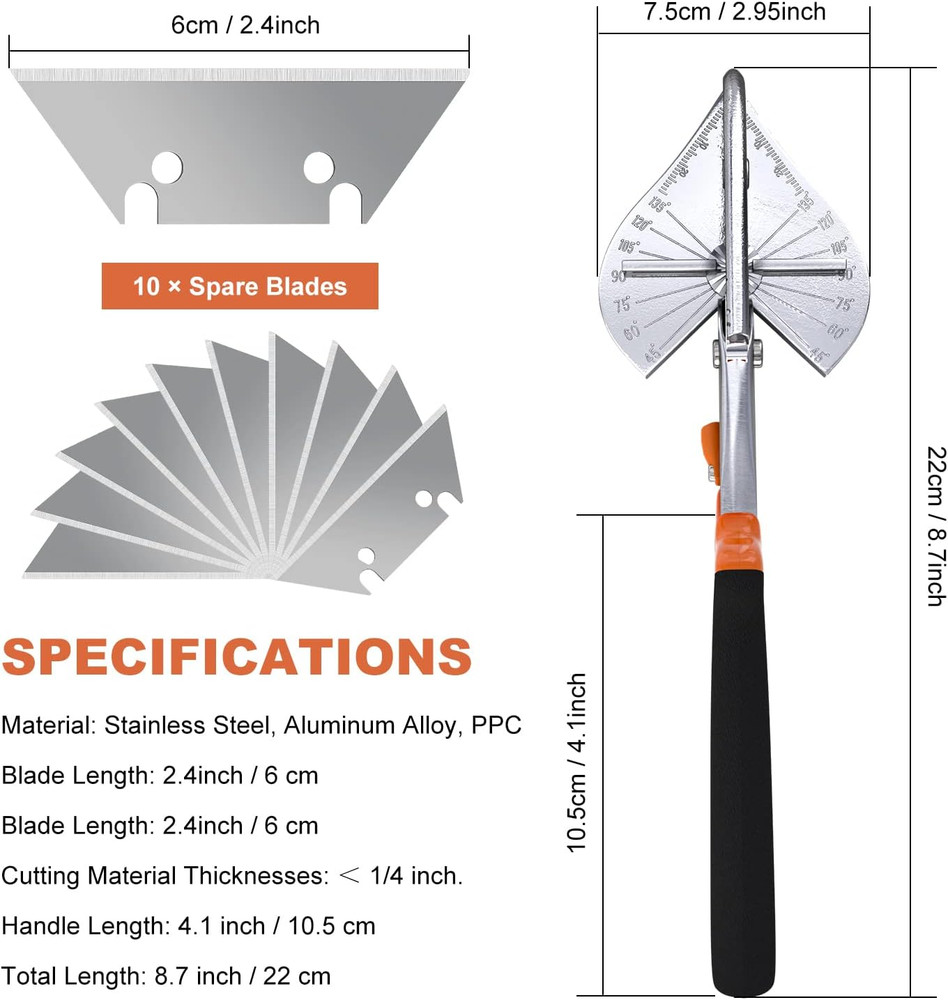 Multifunctional Shears Hand Tools,Multi Angle Miter Shear Cutter With10 Replacem