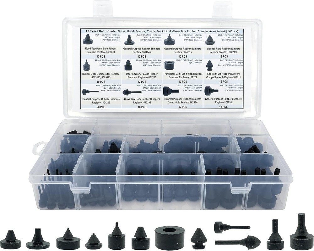 160 PCS Rubber Bumper Assortment Compatible with various models, Replace 20030,