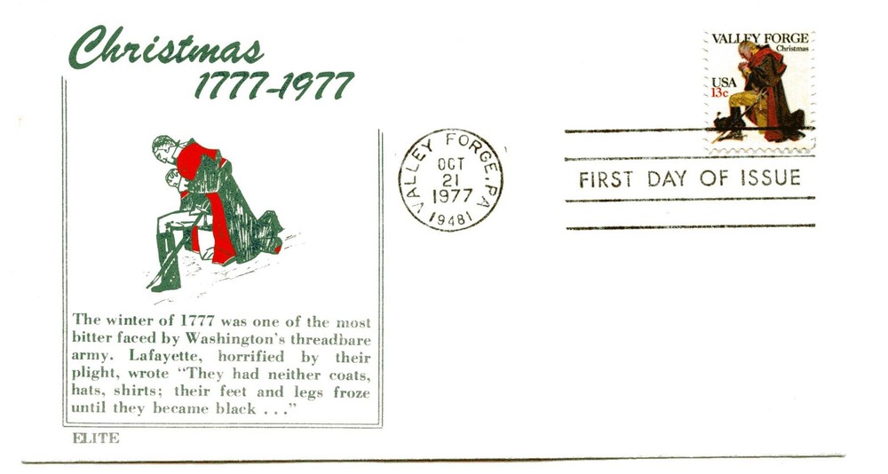 1729 Christmas 1977 Valley Forge, Elite FDC