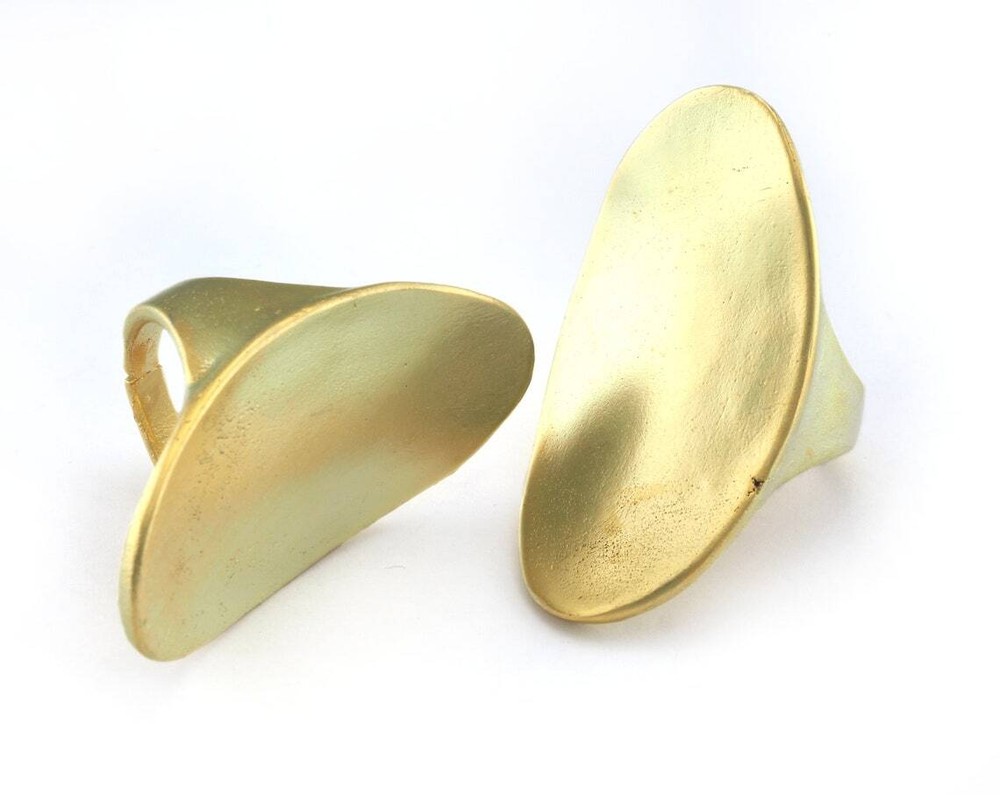 Adjustable Oval Ring Matte Gold Plated Brass (18mm 8US inner size) 3071