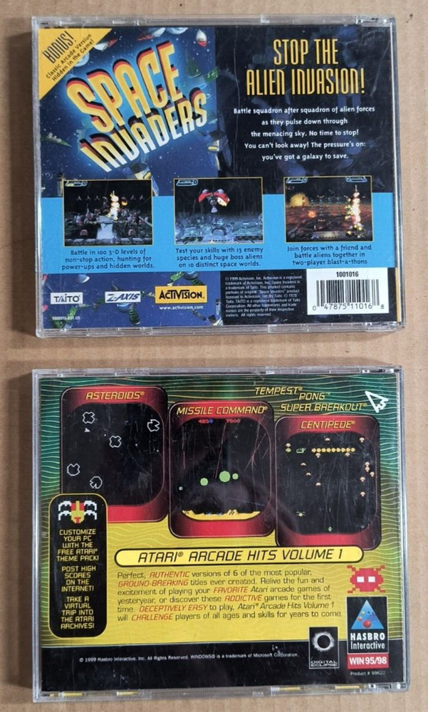 Atari Arcade Hits & Activision Space Invaders PC CD ROMs WIN 95/98