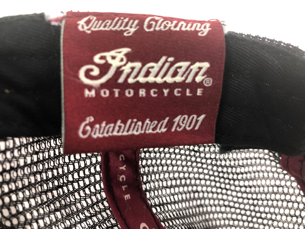 Indian Motorcycle 1901 Script Patch Trucker Hat Black & Red Snap Back Free Ship