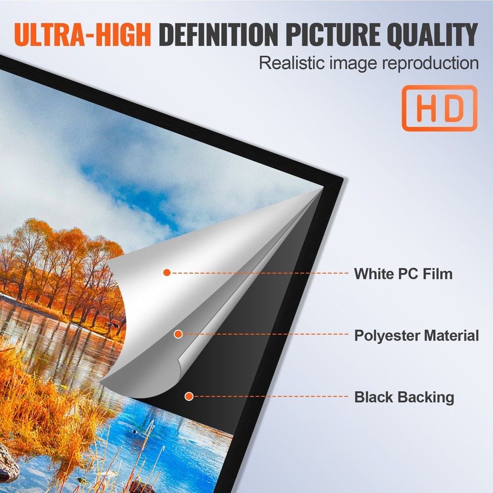 155in 16:9 4K HD Fixed Frame Projector Screen & Wall Mounted Display