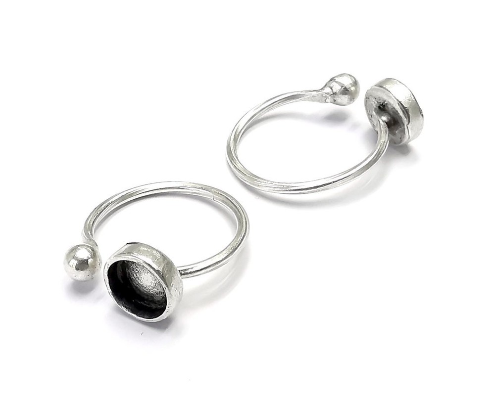 Ball Head Ring, Setting Blank Cabochon Mounting Adjustable Brass 8mm G27218