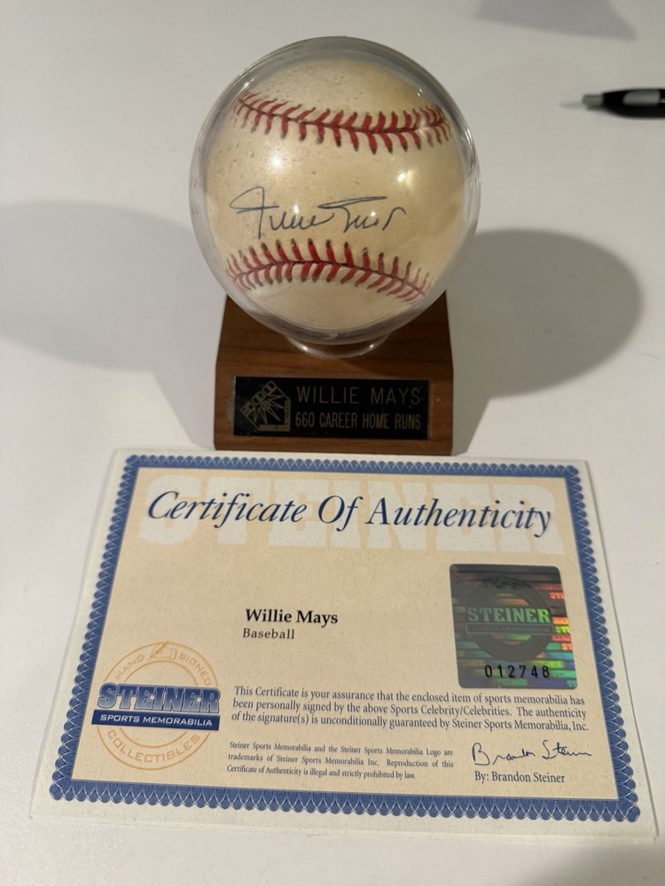 Willie Mays Signed Baseball With Steiner COA