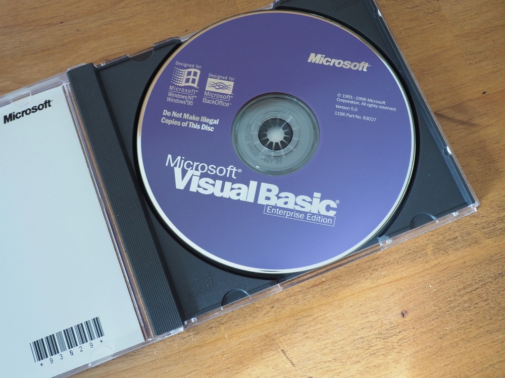 Microsoft Visual Basic 5.0 Enterprise Edition Software w Product Key Windows 95