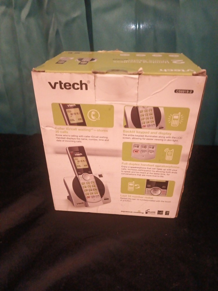 This item is a VTech CS6919-2 DECT 6.0 2-Handset Cordless Phone. Includes two