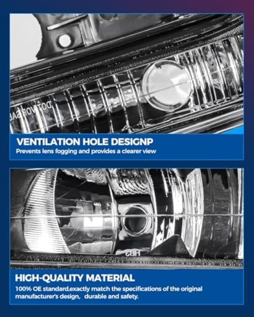 Headlights Assembly Direct Replacement for 2007-2013 Silverado Chrome-Amber