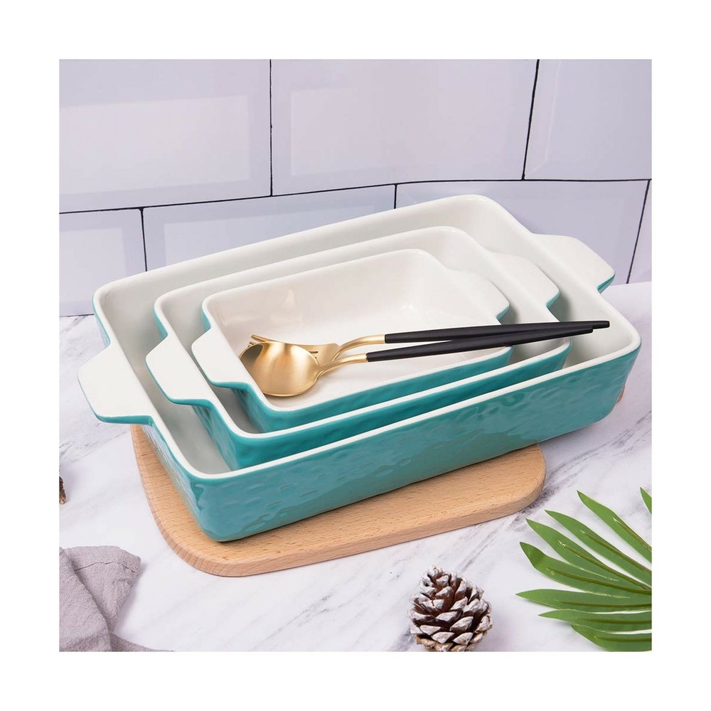 Bakeware Set, Krokori Rectangular Baking Pan Ceramic Glaze Baking Dish for Co...