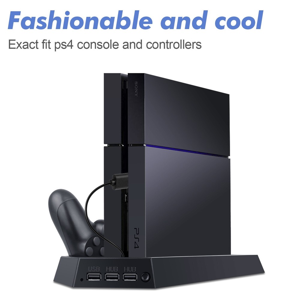 Vertical Stand Cooling Fan for Sony PS4 PlayStation 4 + Controller Charging Dock