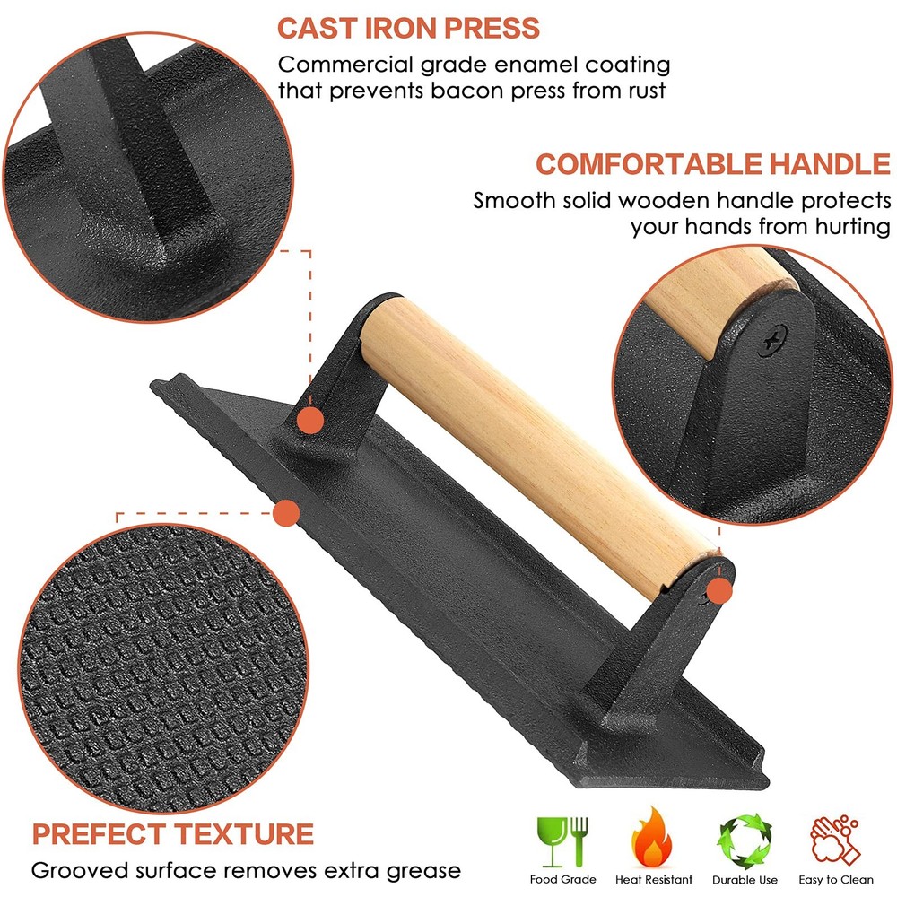 HaSteeL Bacon Hamburger Press for Rectangular BBQ Press, 1pcs