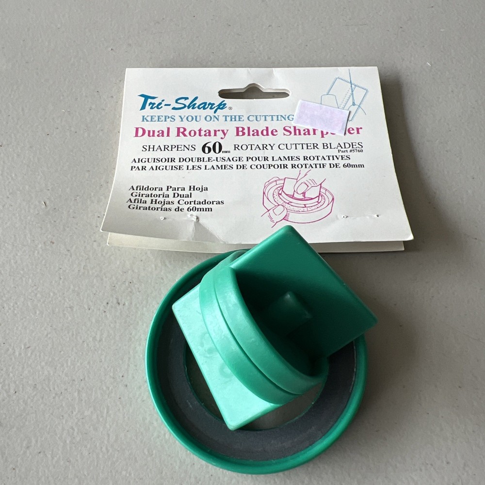 Dual Rotary Blade Sharpener Tri-Sharp Sharpens 60mm Rotary Cutter Blades Vintage