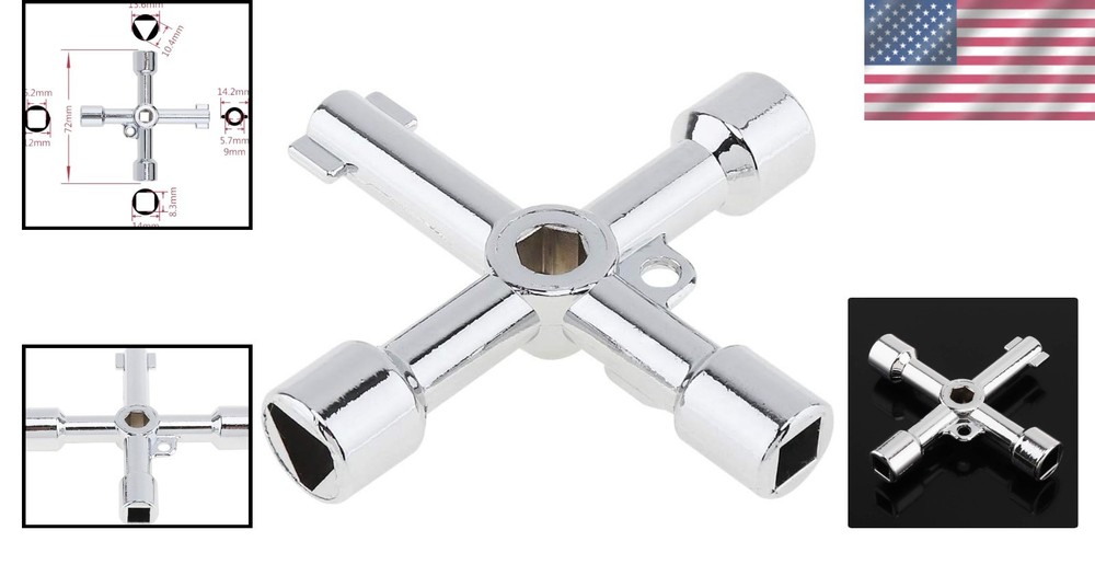 Portable 4-Way Multifunction Utility Key with Chrome Finish - 2.83" Size