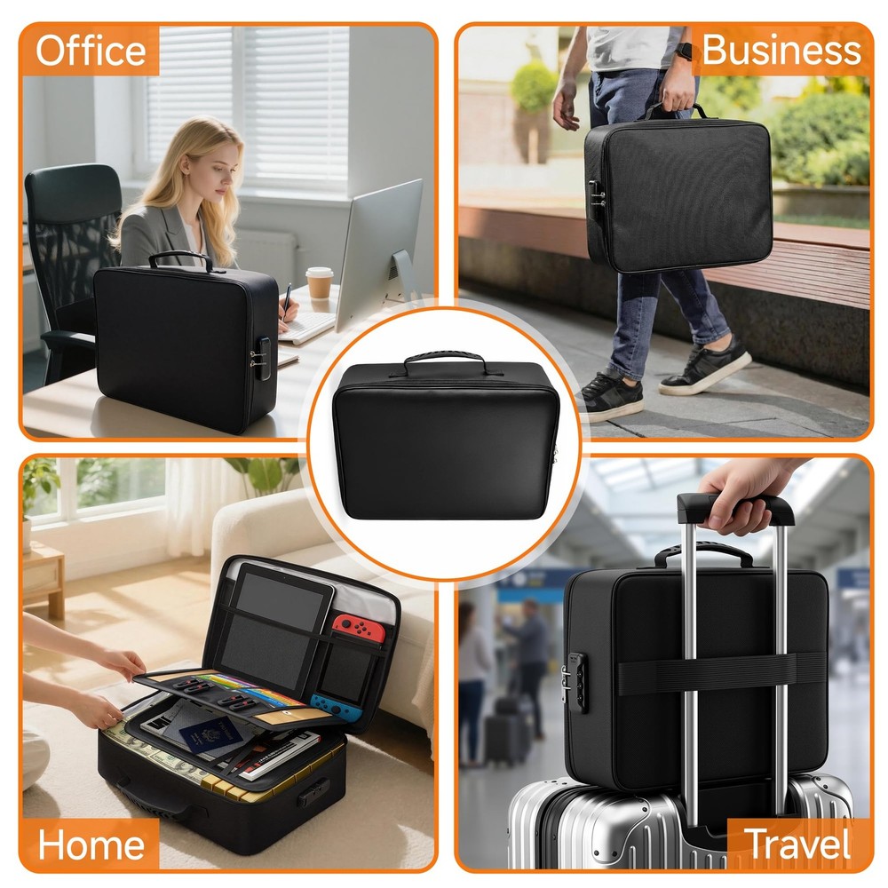 Fireproof Document , 5200°F Fire Safe Document Organizer with Lock, Portable ...