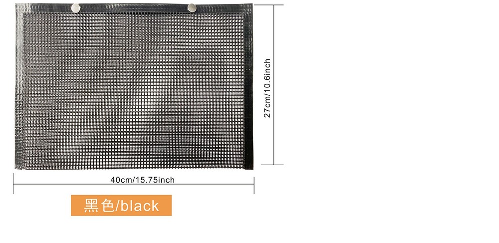 Black Cooking Grid Rectangular BBQ Grill Mesh Bag Non-Stick & Reusable Modern