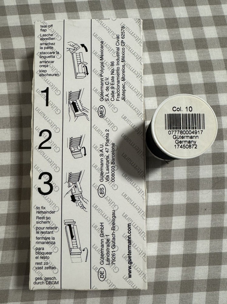 Gutermann Thread - Polyester - Black 010 - Multiple Sizes - 250yd, 500yd, 1000yd