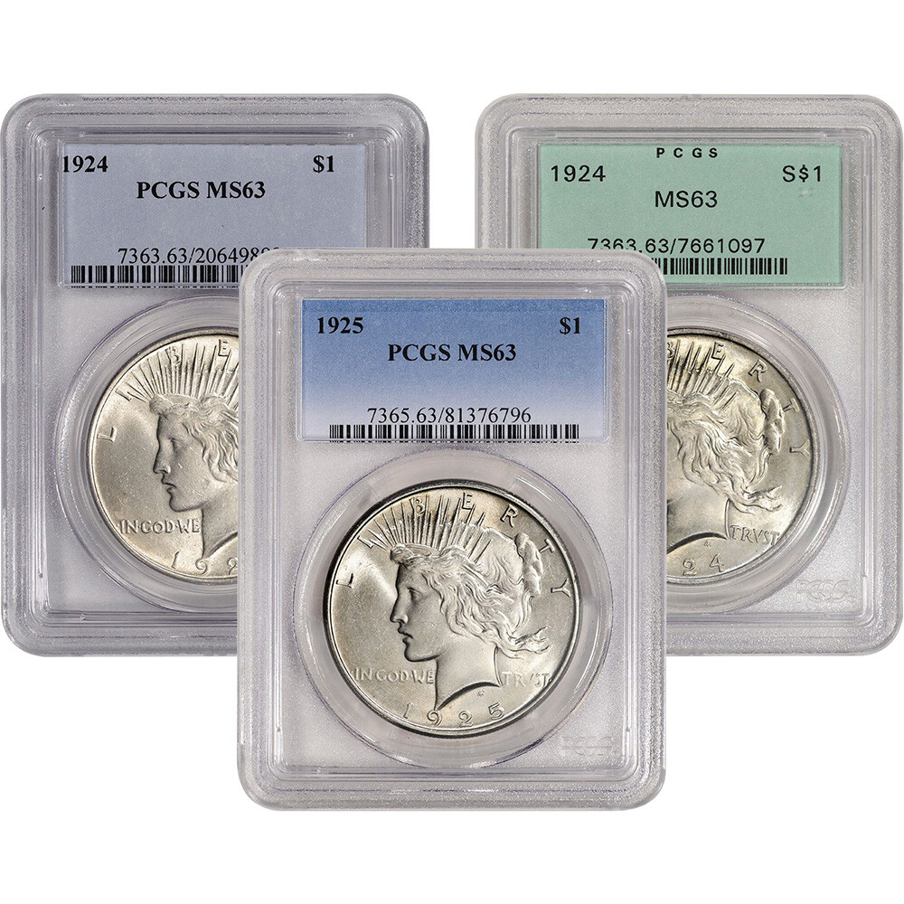 US Peace Silver Dollar - PCGS MS63 - Random Date and Label