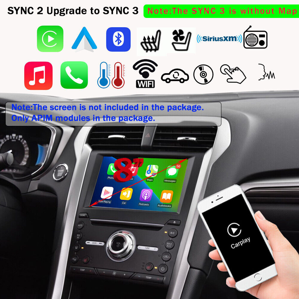 SYNC3 APIM VIN Programmed Latest Sync 3.4 Carplay Android-Auto Fit Ford Lincoln