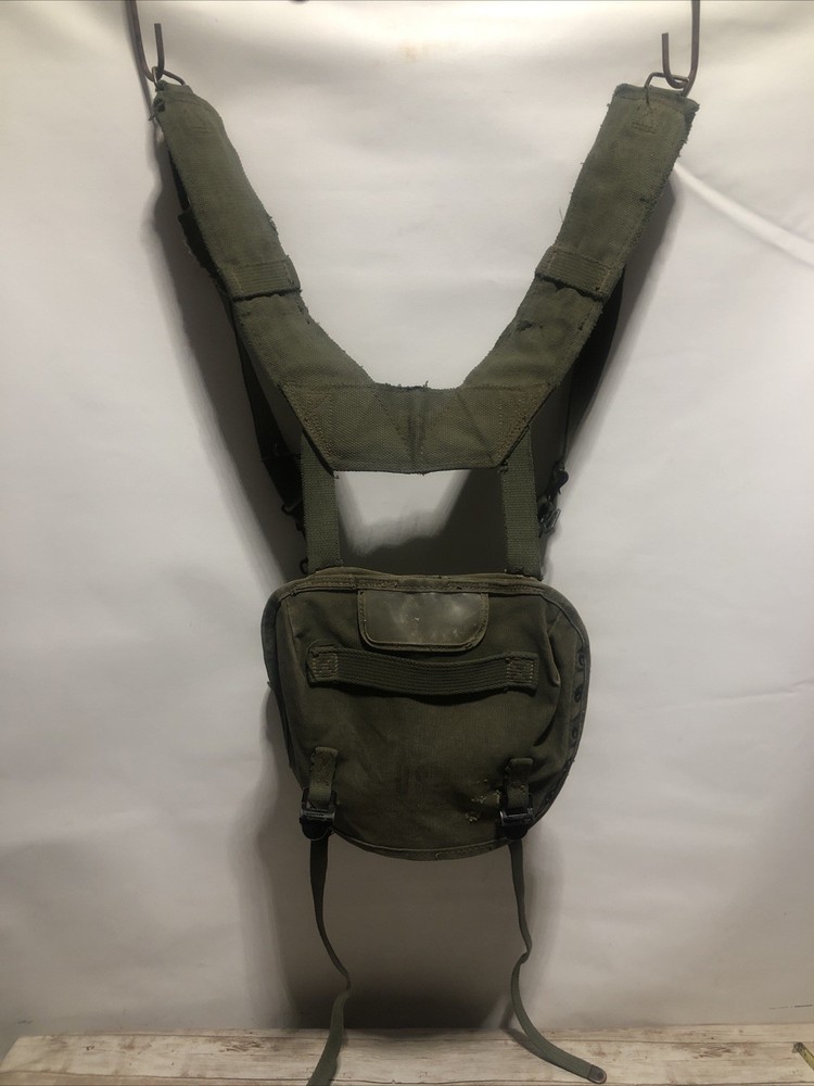 Vintage US Military Canvas Field Combat Pack With Suspenders Backpack Style