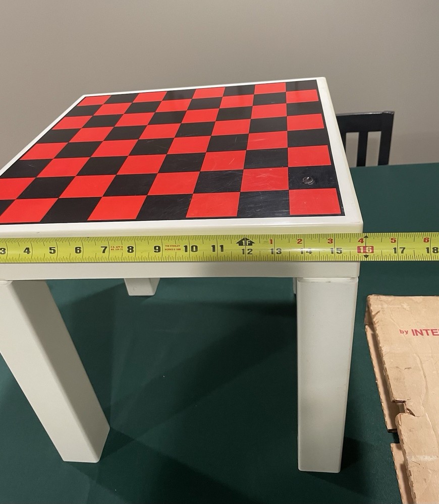 Vintage Parsons Plastic Chess/Checker Square Table With Pieces USA