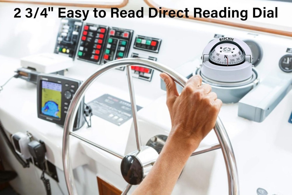 Compact Marine Compass, Surface Mount, with Comprehensive Owner's Documentation