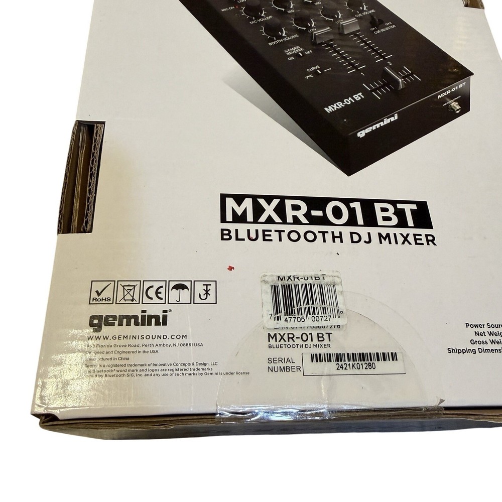 Gemini Compact 2 Channel Bluetooth DJ Mixer Audio Equipment MXR-01 BT