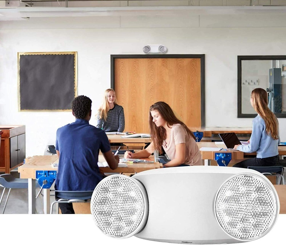 LED Emergency Exit Light Adjustable Dual Head Lamp with Battery Backup UL