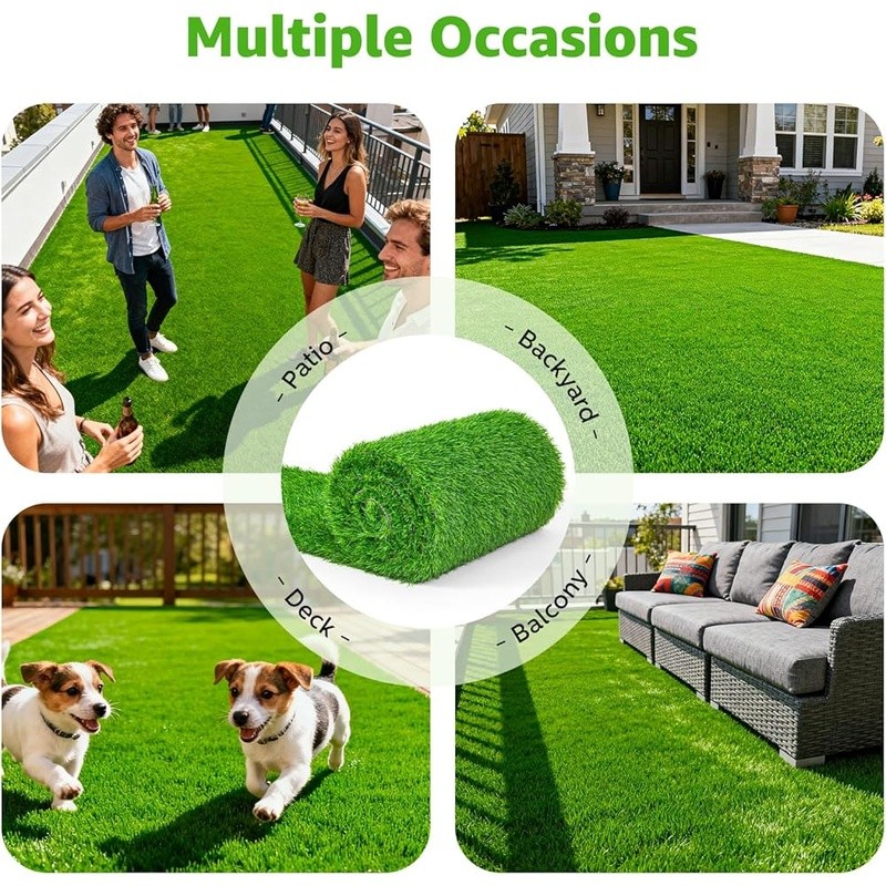Durable Artificial Grass Turf UV Resistant Easy Drainage Soft Surface Pets New