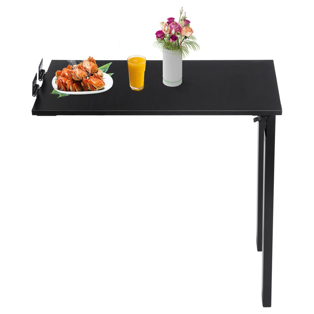 Black Folding Dining Table L-Shape Wall Mounted Floating Folding Table 132.28lbs