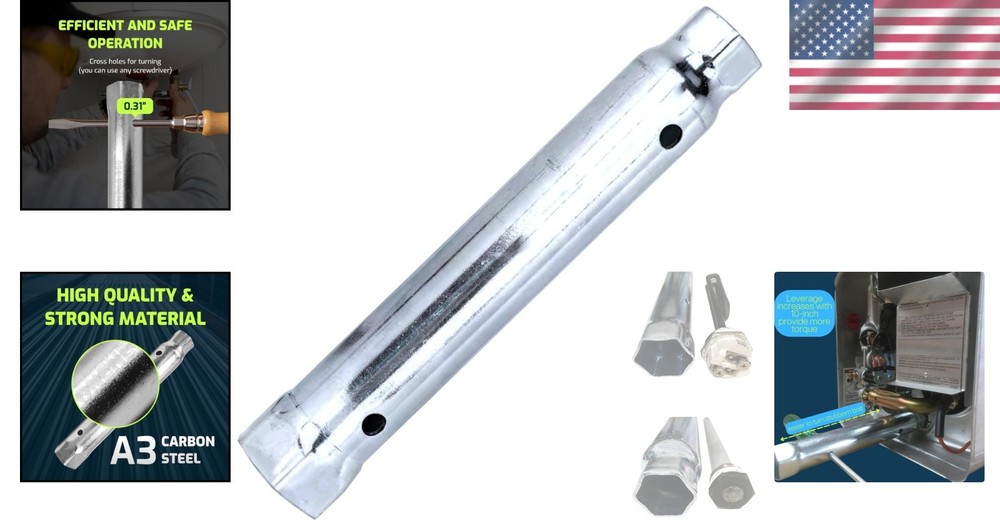 Compact Dual Hex Water Heater Element Wrench - 10-Inch Heavy-Duty Solution