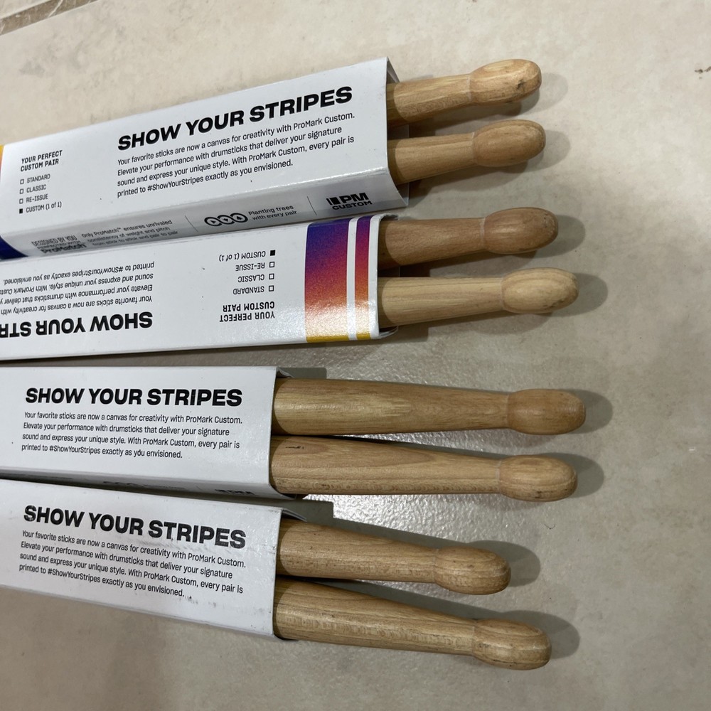 Qty 4 Pair Promark Classic Hickory Forward Drumsticks - 5B Michael Schack New