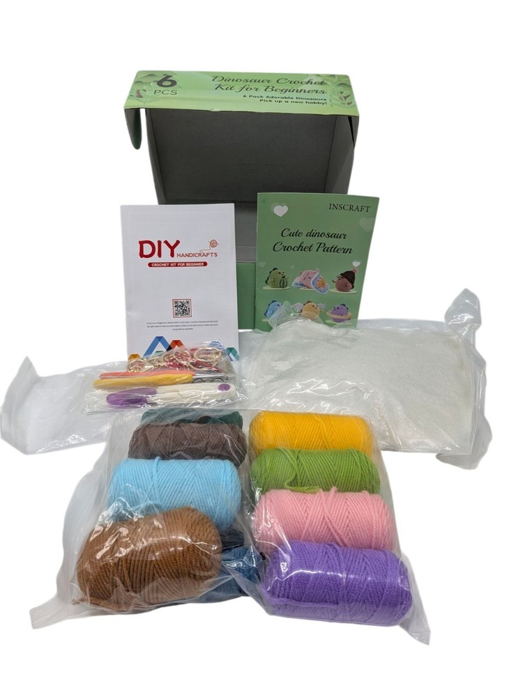 Inscraft Dinosaur Crochet Kit For Beginners With Yarn Tools & Patterns  set