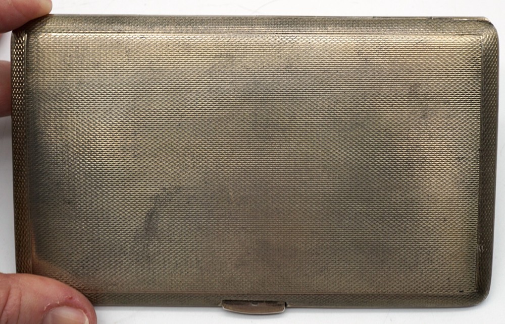 Sterling Silver Cigarette Case Engine Turned Design ES & Co England 1921
