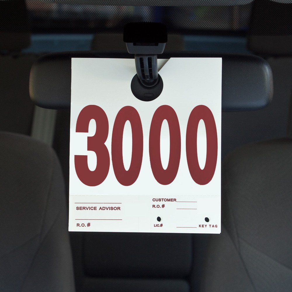 AUTO SERVICE NUMBERED HANG TAGS FOR AUTO SERVICE VEHICLE IDENTIFICATION