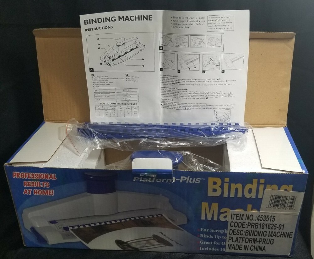 Binding Machine for Scrapbooking, Reports, & More Up to 100 Sheets Platform Plus