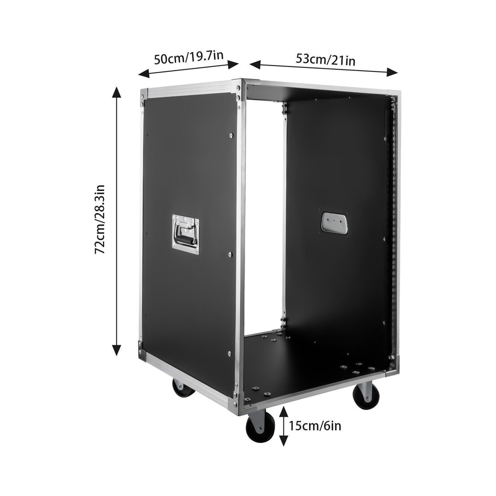 19 Inch 16U 4 Post Server Rack Open Frame Rolling Network Data Rack w/ Casters