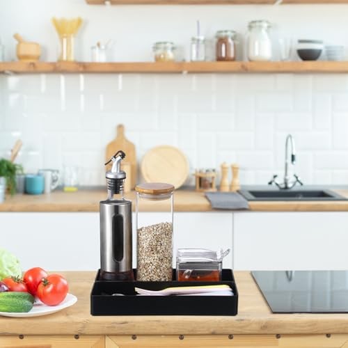 Pcs 4 Piece Large Black Rectangular Desk Organizer Set, Half Accessory Tray, 2