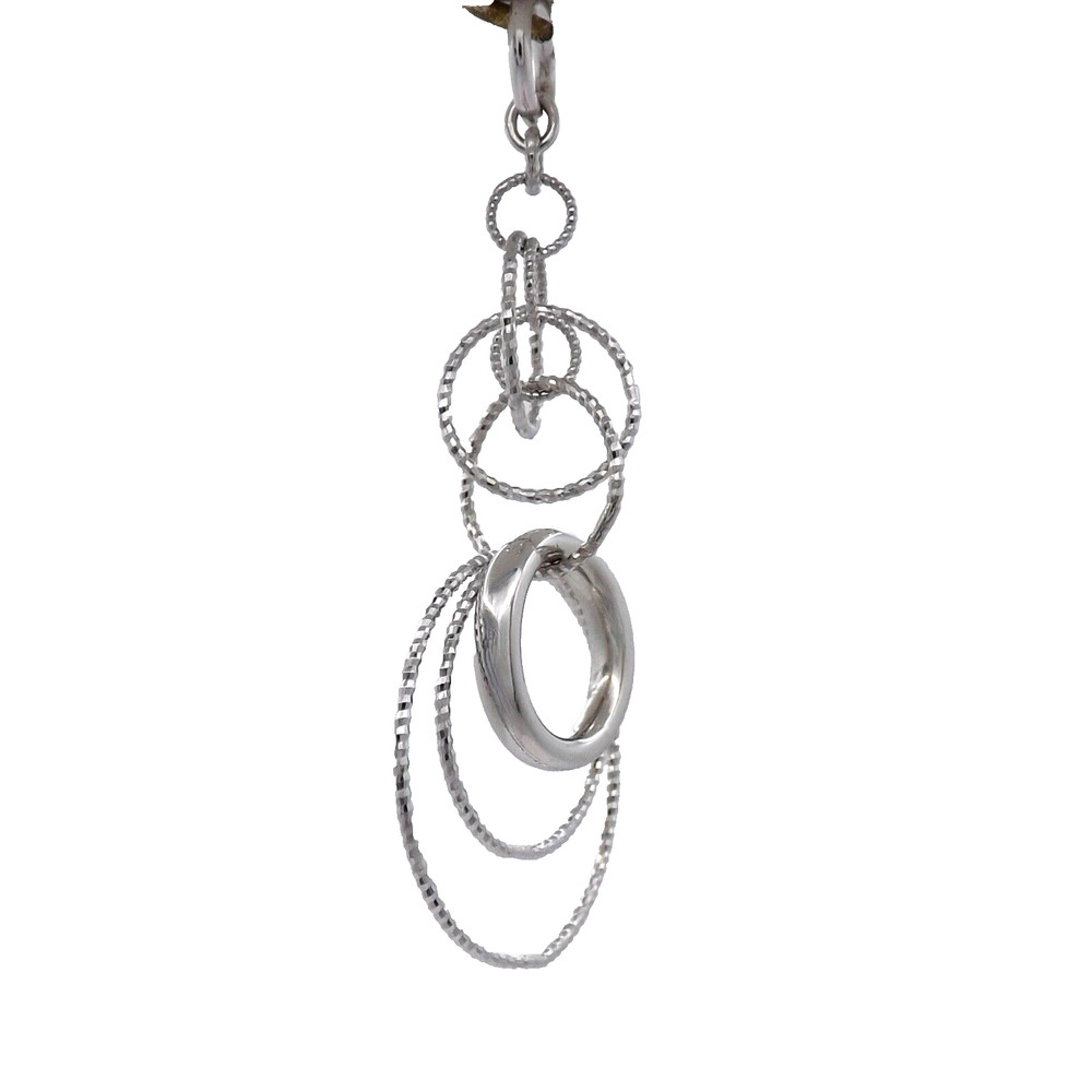 Solid 18k White Gold Circles Dangles Charm Pendant Setting Sparkling Whimsical