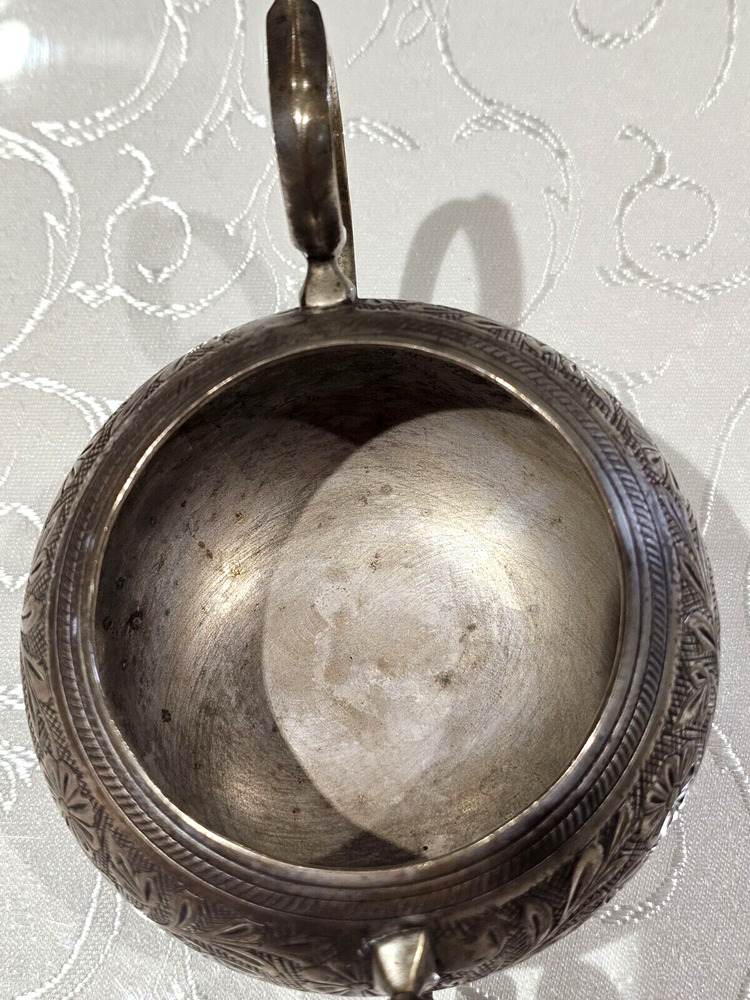 Vintage Melchior Silverplate Etched Creamer & Sugar Bowle EIC India