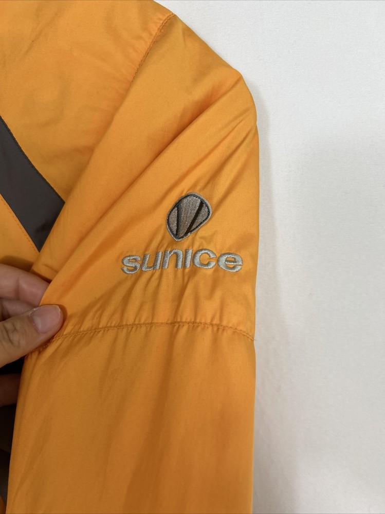 Sunice Mens Medium Weather 1/4 Zip Pullover Windbreaker Orange Embroidered Stain